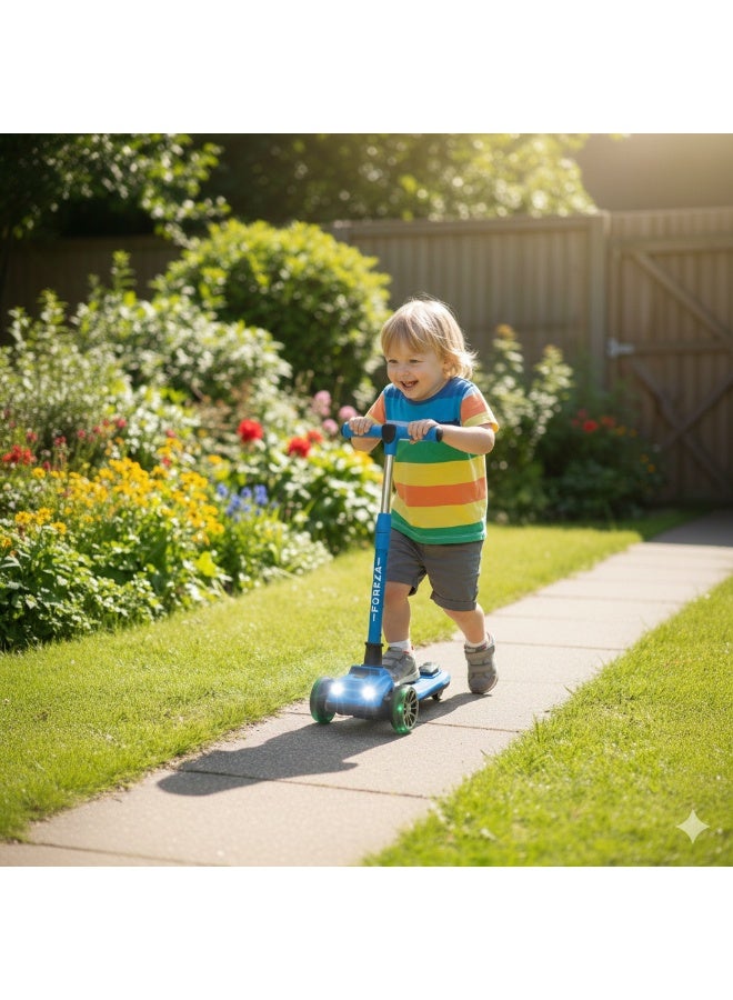ضحكة  سكوتر أطفال ثلاثي العجلات قابل للطي مع عجلات "ليد" مضيئة ومقبض قابل لتعديل الارتفاع - Image 2
