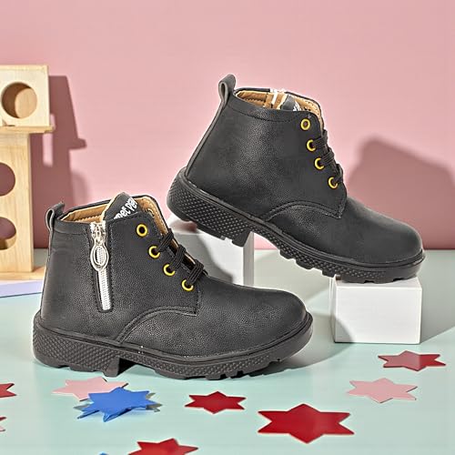 SIYA Freeplay Kids Stylish Lace-Up Ankle Boots for Boys & Girls | Side Zipper Casual Boots | Comfortable Anti-Slip Winter Boots for Kids - Image 2