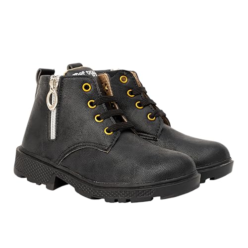 SIYA Freeplay Kids Stylish Lace-Up Ankle Boots for Boys & Girls | Side Zipper Casual Boots | Comfortable Anti-Slip Winter Boots for Kids - Image 1
