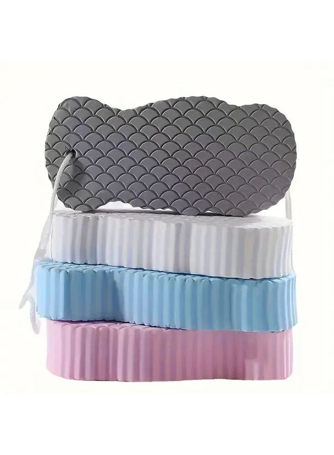 4 Pcs Exfoliating Body Scrub Sponge Set White Gray Blue Pink Reusable Bath Sponges - Image 1