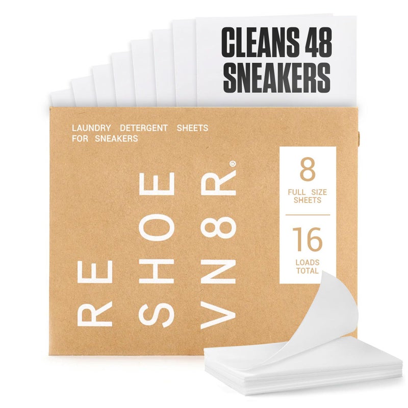 RESHOEVN8R Shoe Wash Detergent Sneaker Laundry Sheets  16 Loads Cleans 48 Shoes  EcoFriendly Shoe Cleaner for Washer  Safe on All Shoes Laces and Other Shoe Materials - Image 3