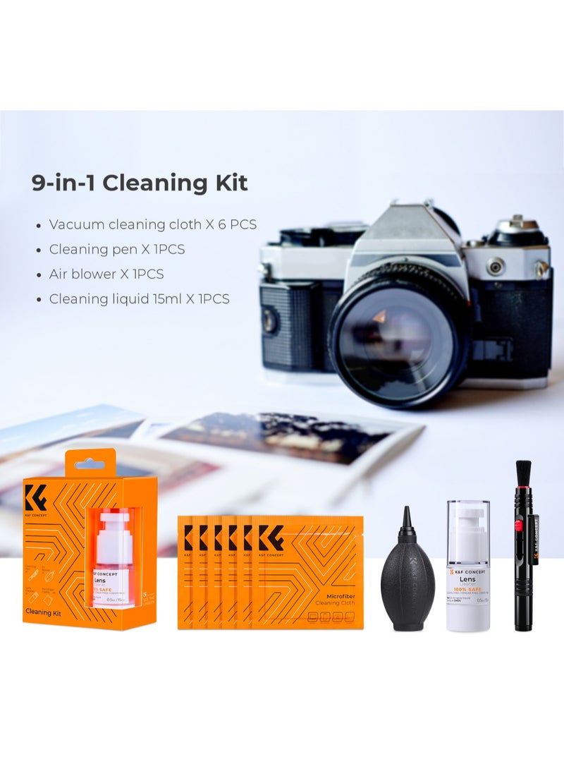 كيه آند إف كونسبت جموعة تنظيف العدسات والكاميرا KF 1618 من K&F Concept – منظف 4‑في‑1 مع منفاخ هواء، قلم تنظيف، سائل تنظيف و6 مناشف - Image 4