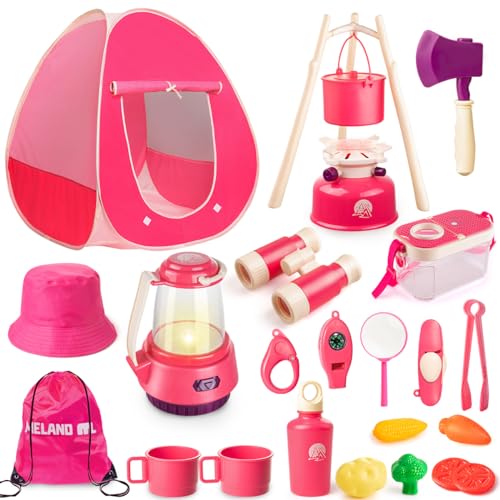 Meland Kids Camping Set for Girls Camping Tent Toys for Girls Indoor Outdoor Pretend Play Christmas Birthday Gift Idea for Toddler Girl Age 3456 Year Old - Image 1