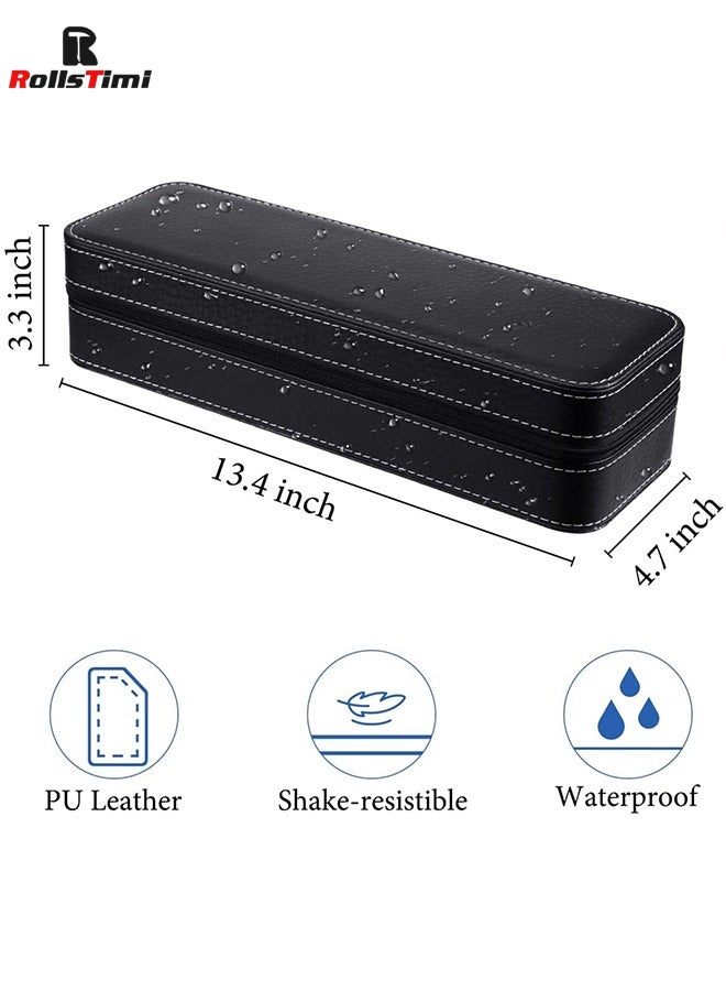 RollsTimi  6-Slot Watch Box in PU Leather Zipper Case,Black  - Image 3