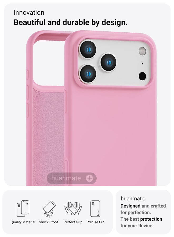 huanmate Apple iPhone 17 Pro Silicone Cover Pink - Premium 2.0mm TPU Silicon, Enhanced Camera Protection with Lens Shield, Shockproof & Water-Proof Cover for Apple iPhone 17 Pro - Image 2