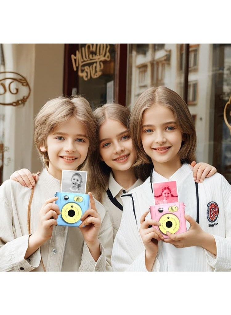 BlueFire Kids Instant Print Camera – 1080P HD Dual Lens, Instant Photo & Video Printer with 3 Paper Rolls, 32GB SD Card & DIY Stickers – Perfect Creative Gift for Boys & Girls Ages 4–12 (Pink) - Image 4