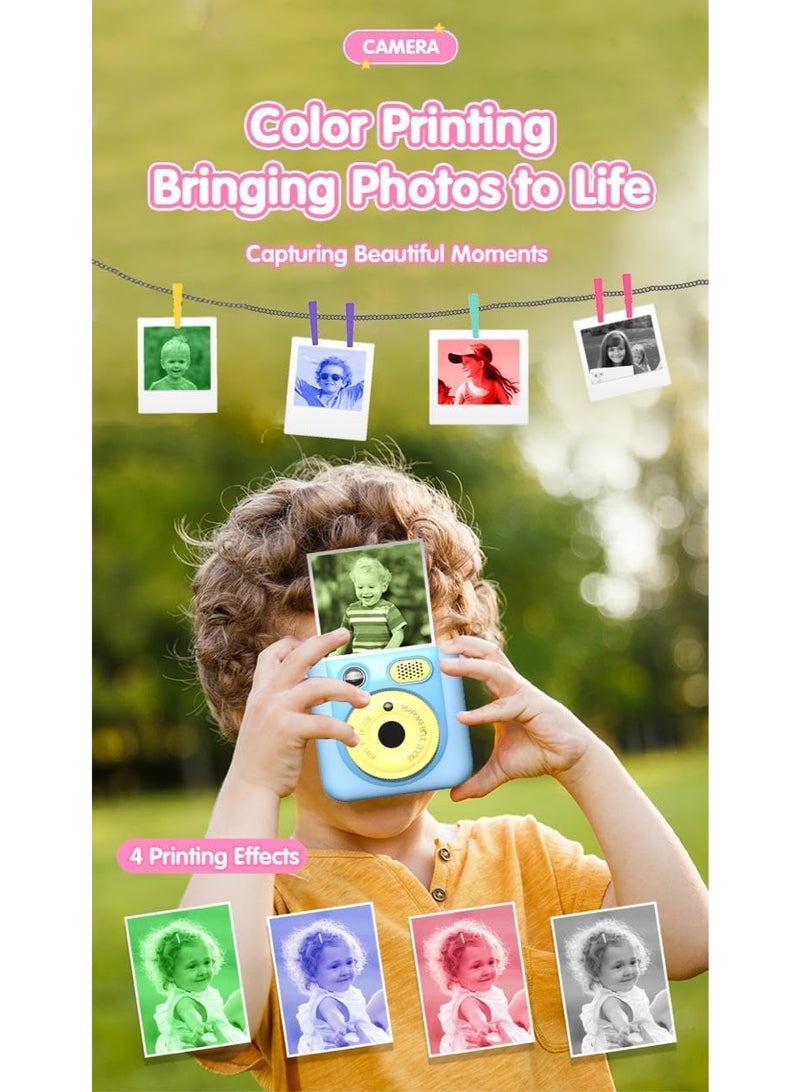 BlueFire Kids Instant Print Camera – 1080P HD Dual Lens, Instant Photo & Video Printer with 3 Paper Rolls, 32GB SD Card & DIY Stickers – Perfect Creative Gift for Boys & Girls Ages 4–12 (Pink) - Image 3