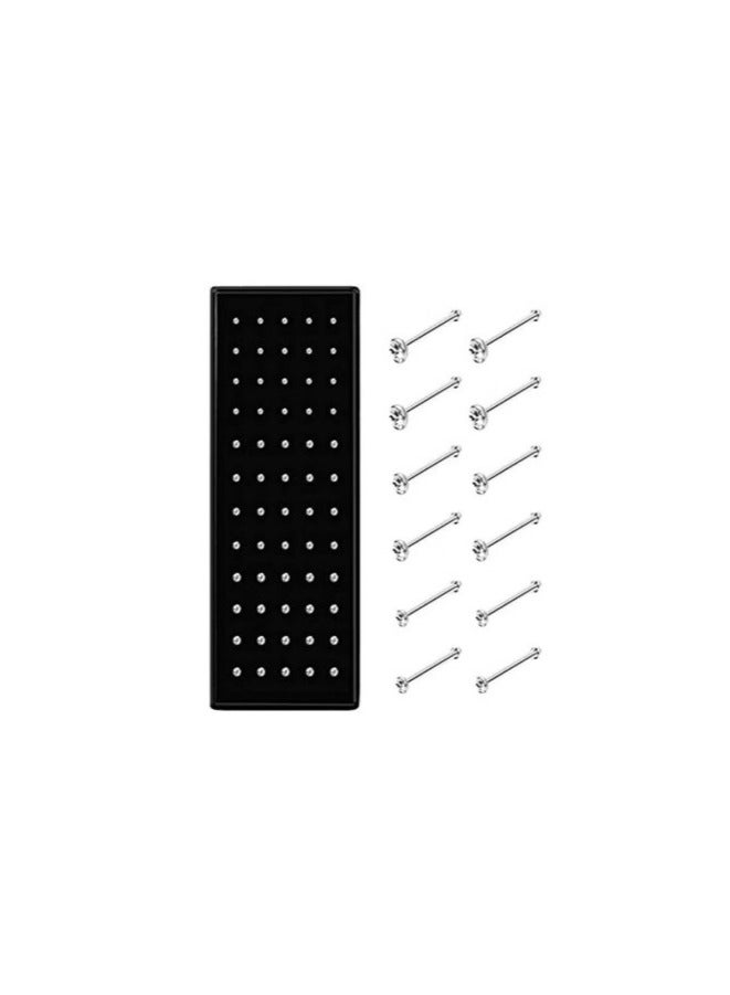 KeyZone 60-Piece Stainless Steel Rhinestone Studded Nose Ring - Image 1