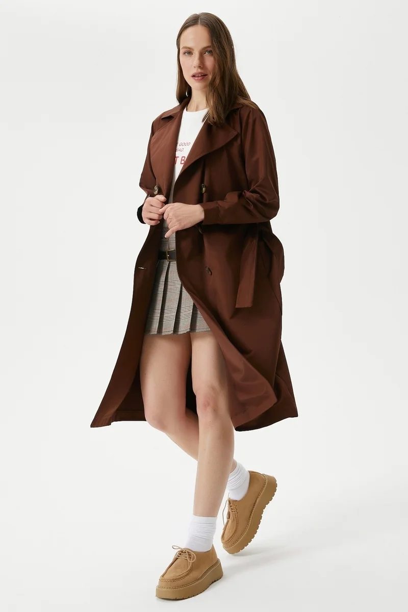 Ritnice Women's Light Seasonal Brown Trench Coat