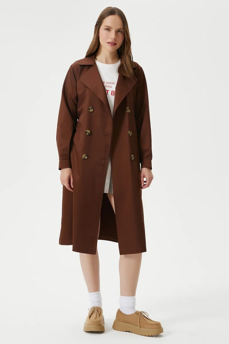 Ritnice Women's Light Seasonal Brown Trench Coat