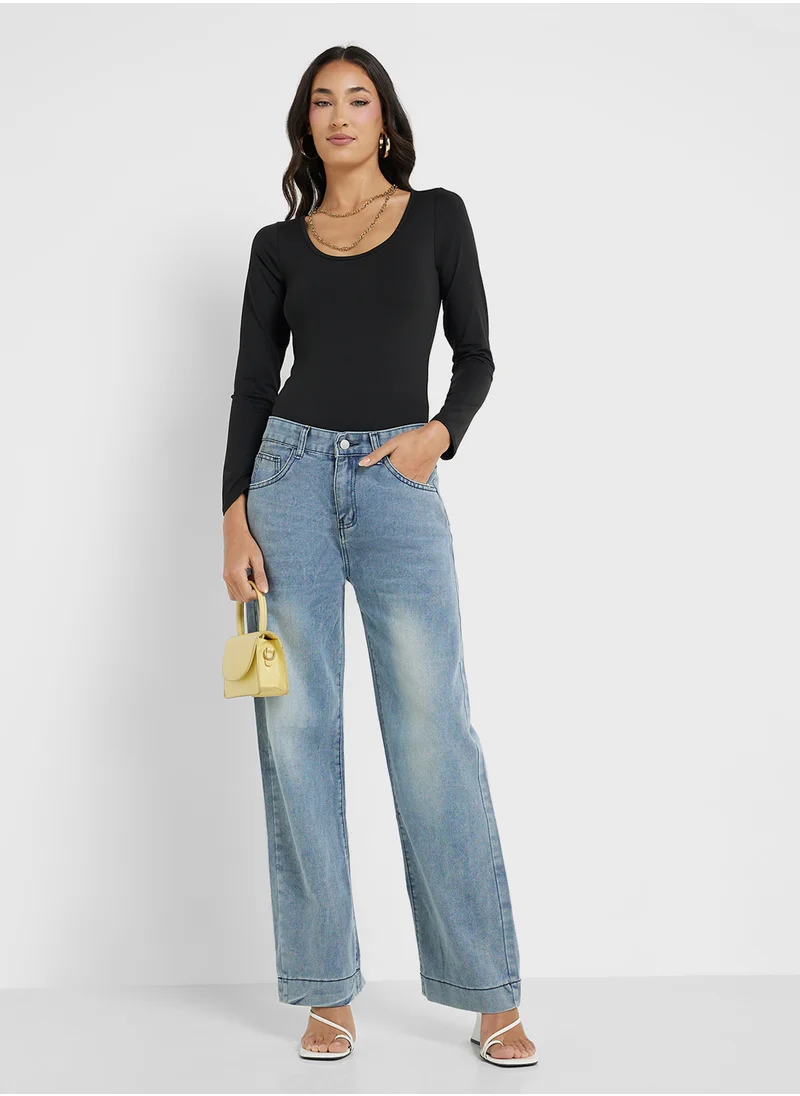 Ginger High Rise Wide Leg Jeans