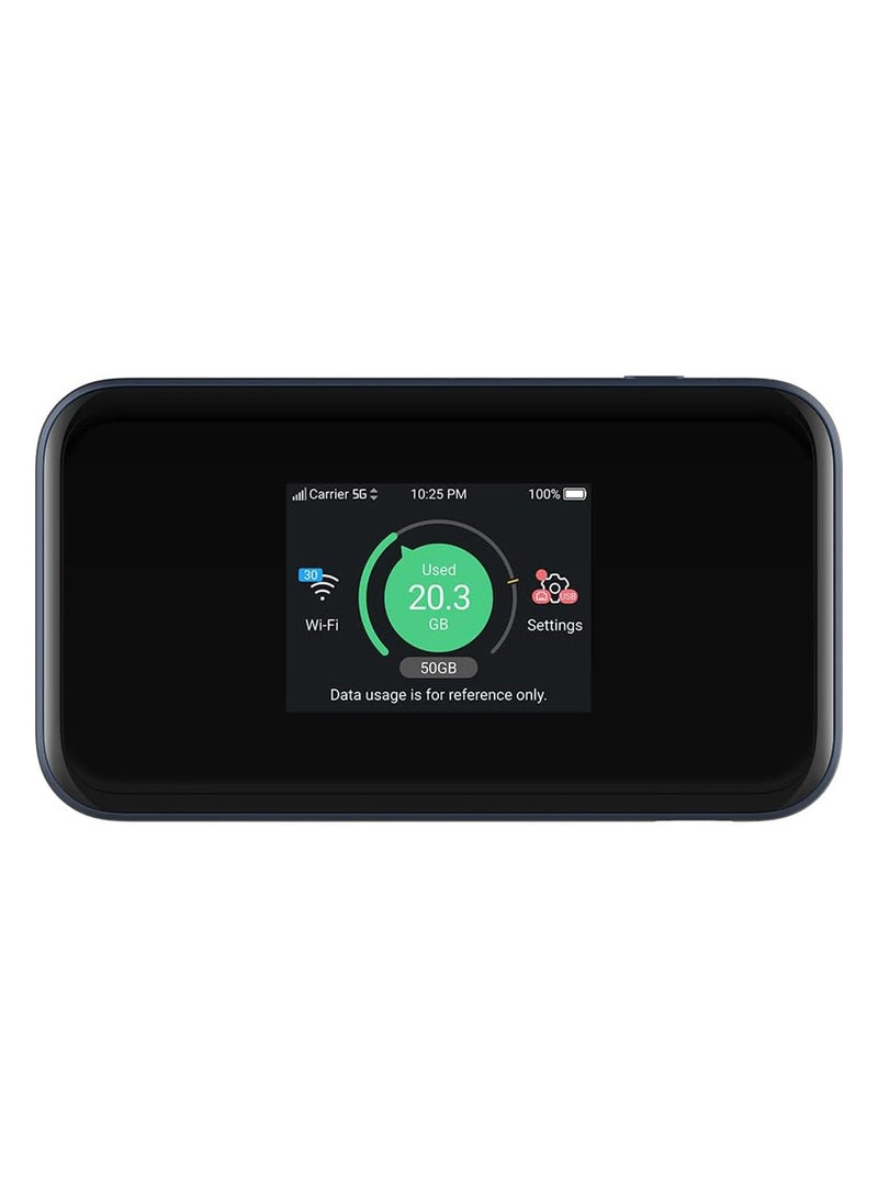 ZTE 4500 mAh MU5001 5G Unlocked portable low cost travel WiFi, Connects 32 devices, 8 hours long lasting battery with Quick Charge, Touch Screen Black - Image 1