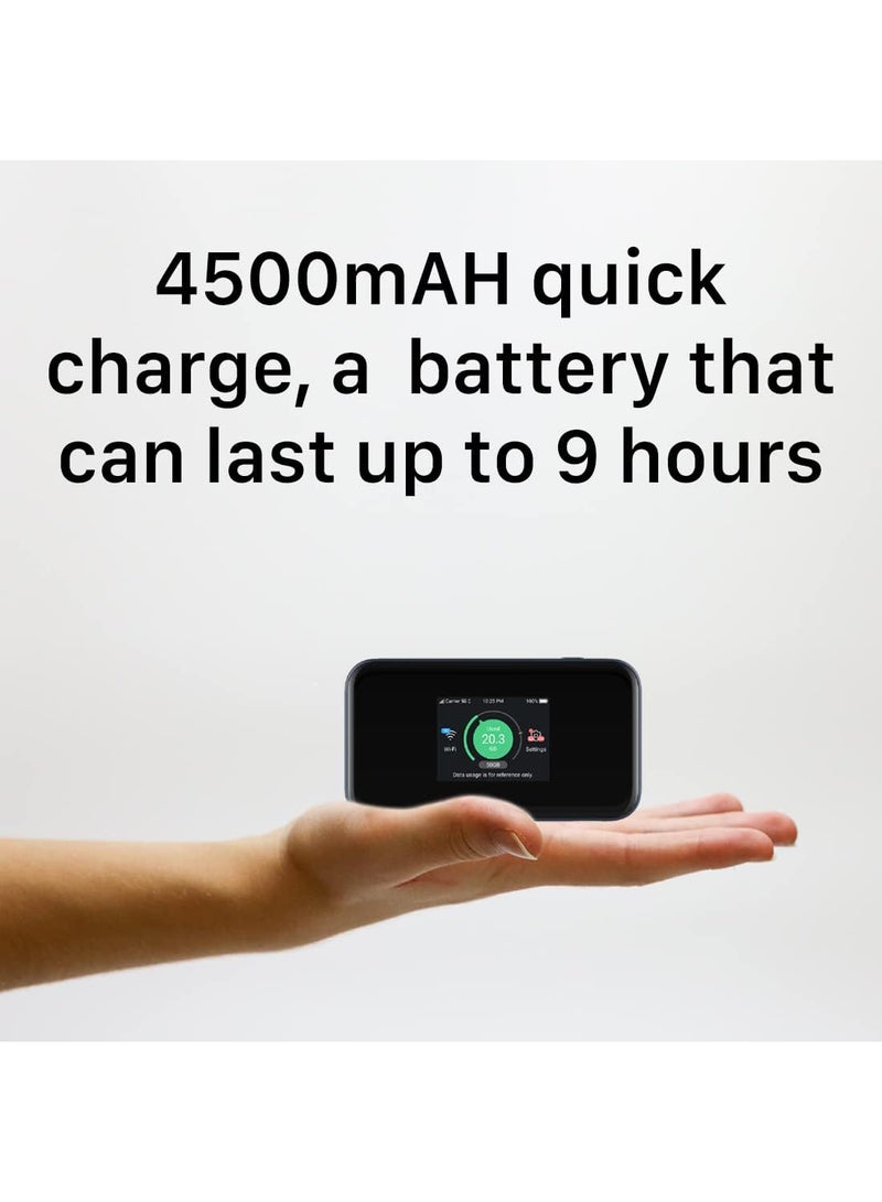 ZTE 4500 mAh MU5001 5G Unlocked portable low cost travel WiFi, Connects 32 devices, 8 hours long lasting battery with Quick Charge, Touch Screen Black - Image 3
