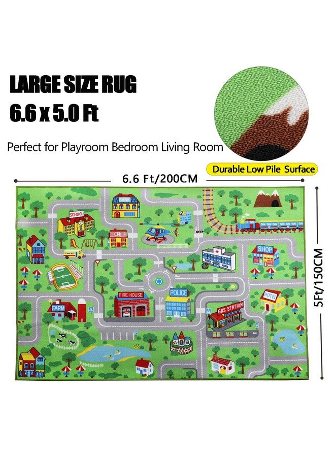 Capslpad Kids Educational Play Rug - 6.6' x 5' Traffic Road Car Mat Learning Play Game Area Rug for Playroom, Living Room, Nursery Room Decor - Image 2