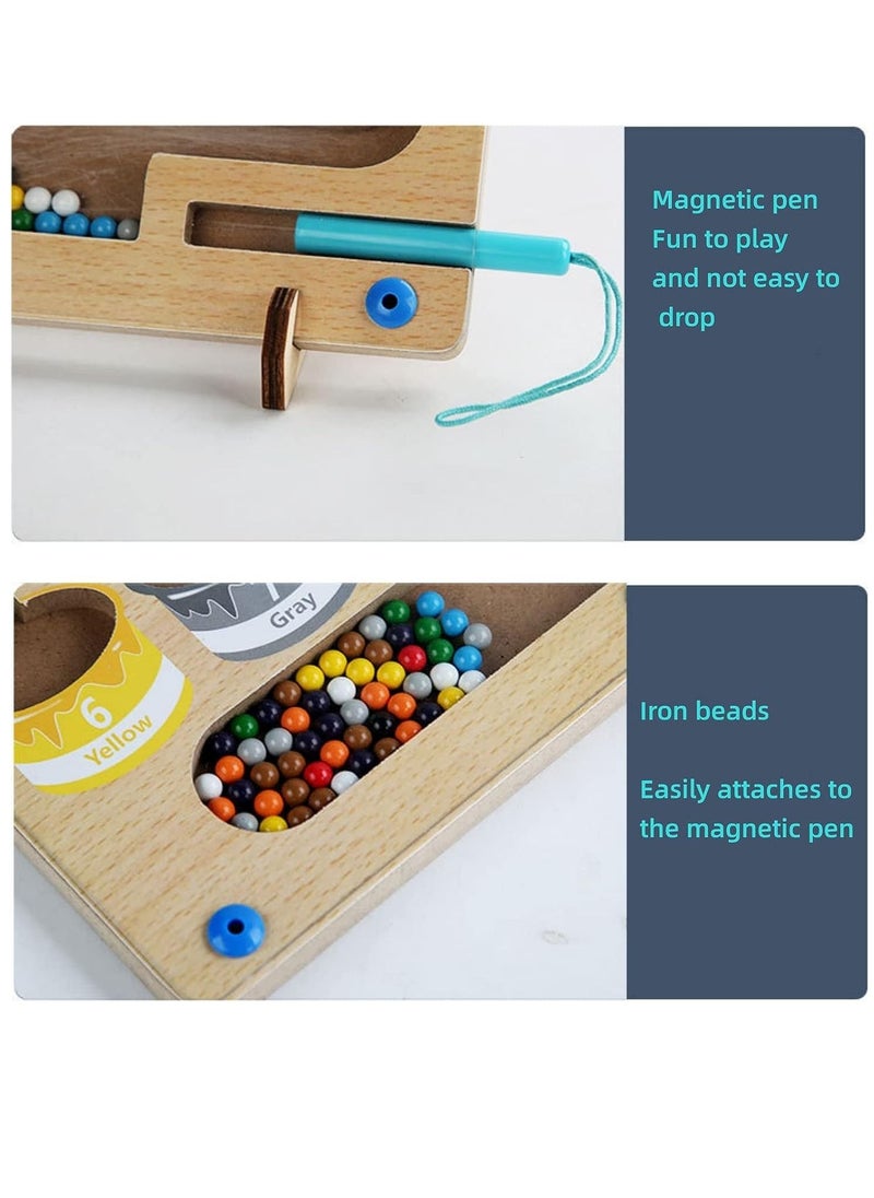 NIBEMINENT Magnetic Color and Number Maze for Toddlers, Wooden Magnet Board Puzzles Toddler Activities Counting Matching Games Montessori Fine Motor Skills Toys (Paint Cans)  - Image 4