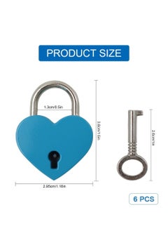 Generic 7 Piece Small Padlock Mini Lock Alloy Heart Shaped Lock with Key Suitcase Lock Lock Locker Decorative Diary Lock Love Decorative Lock for Box Diary Luggage (Multi Color)  - Image 5