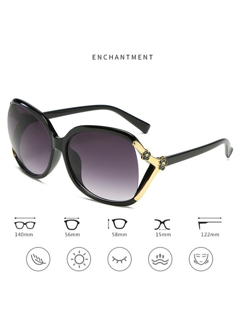 نظارات شمسية نسائية كبيرة الحجم مستقطبة، نظارات شمسية جديدة من كاميليا، رمادي متدرج - Image 2
