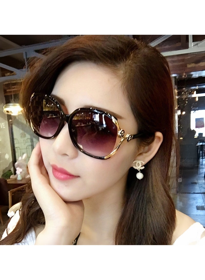 نظارات شمسية نسائية كبيرة الحجم مستقطبة، نظارات شمسية جديدة من كاميليا، رمادي متدرج - Image 4