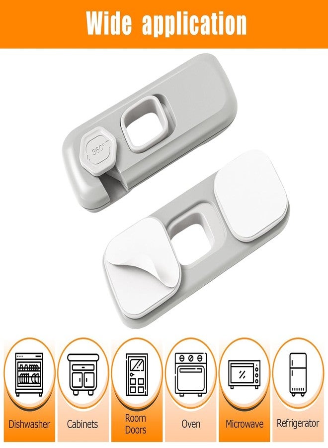BLIXAR Refrigerator Lock (5 Pack), Baby Proof Cabinet Locks, Safety Cabinets Locks for Toddler, Child Proof Fridge Door Lock for Kitchen Freezer, Cabinets and Drawers Multi Functional use (Grey) - Image 2