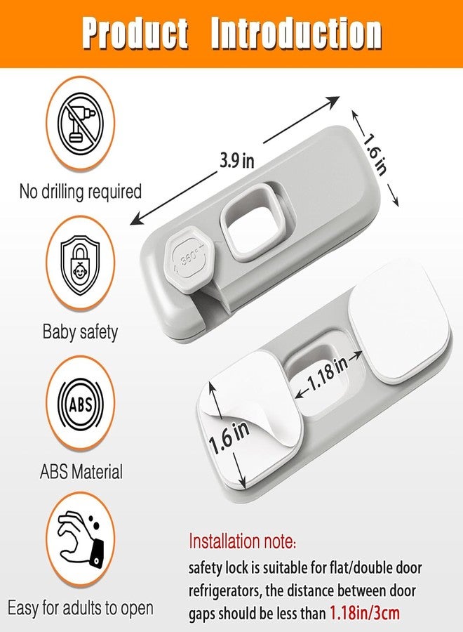 BLIXAR Refrigerator Lock (5 Pack), Baby Proof Cabinet Locks, Safety Cabinets Locks for Toddler, Child Proof Fridge Door Lock for Kitchen Freezer, Cabinets and Drawers Multi Functional use (Grey) - Image 5