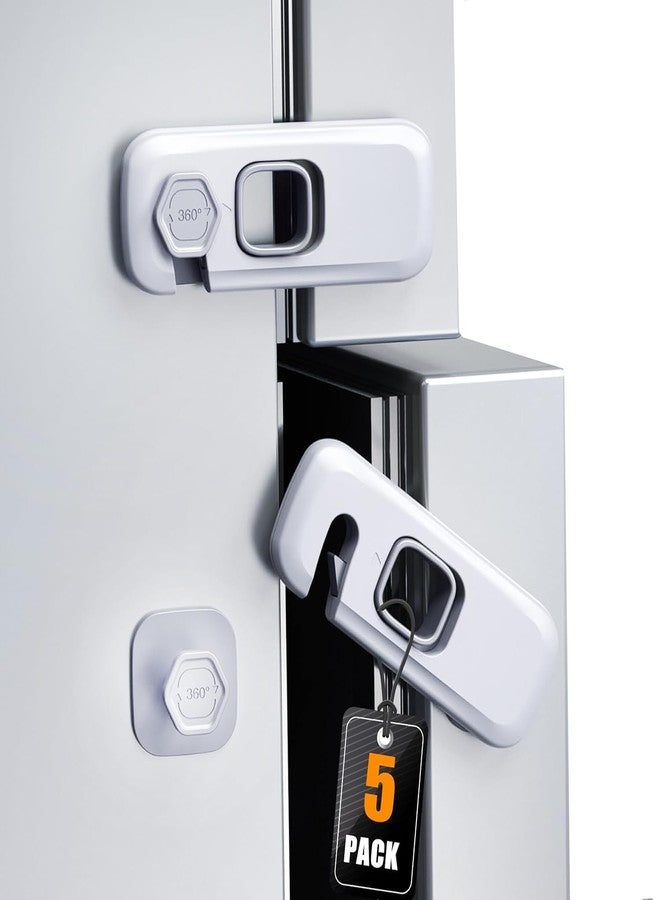 BLIXAR Refrigerator Lock (5 Pack), Baby Proof Cabinet Locks, Safety Cabinets Locks for Toddler, Child Proof Fridge Door Lock for Kitchen Freezer, Cabinets and Drawers Multi Functional use (Grey) - Image 1