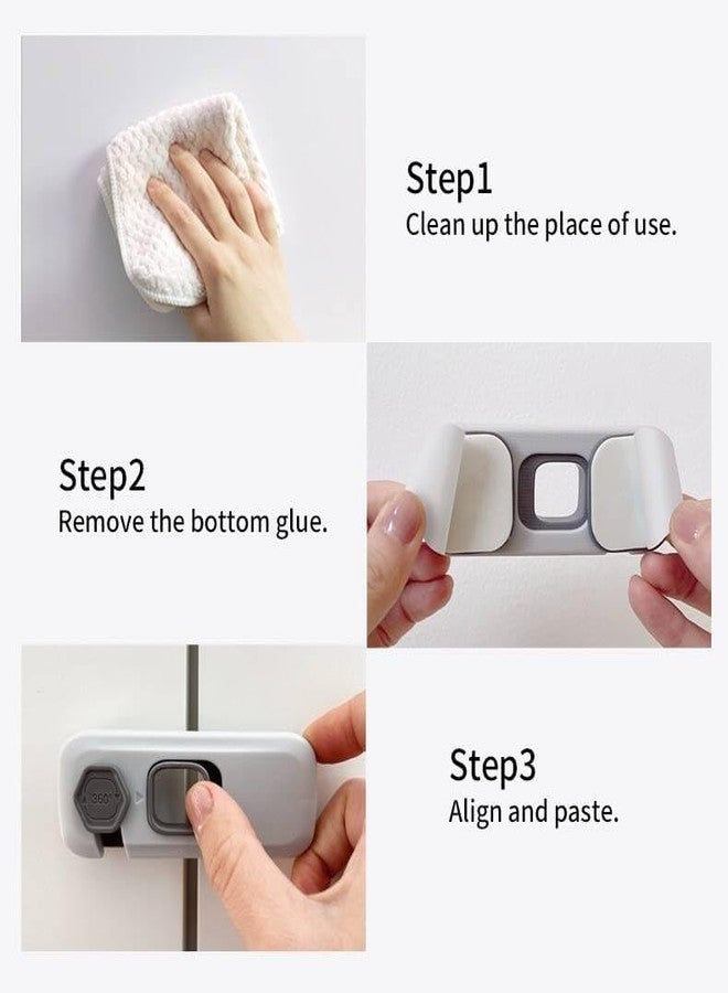 BLIXAR Refrigerator Lock (5 Pack), Baby Proof Cabinet Locks, Safety Cabinets Locks for Toddler, Child Proof Fridge Door Lock for Kitchen Freezer, Cabinets and Drawers Multi Functional use (Grey) - Image 4