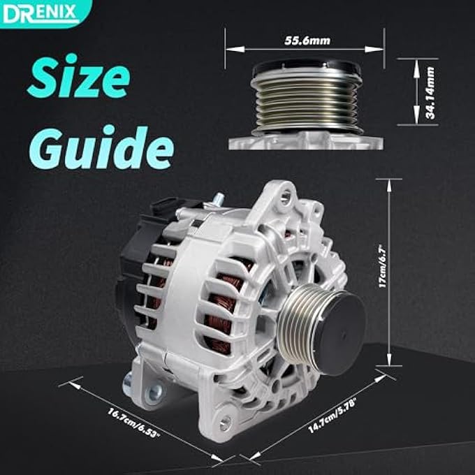 DRENIX Upgraded High Output Alternator 23100-JA02A For/Nissan Altima Rouge Sentra Rogue Select 2.5L L4 12V 110Amp CW 6-Groove Pulley 23100-JA02B, 23100-JA02C, 23100-JA04A, 23100-JA04C - Image 4