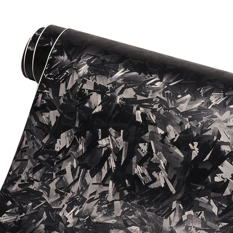AuMoHall Black Forged Carbon Car Vinyl Wrap Matte Black Simulated Forged Carbon Fiber Satin Finish Car Body Film for Vehicle Interior Exterior Decoration 5984 x 2362