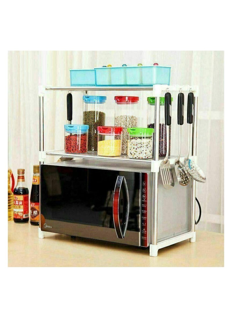 Generic - Adjustable Stainless Steel Microwave Stand – Expandable & Heavy-Duty Kitchen Rack - Image 1