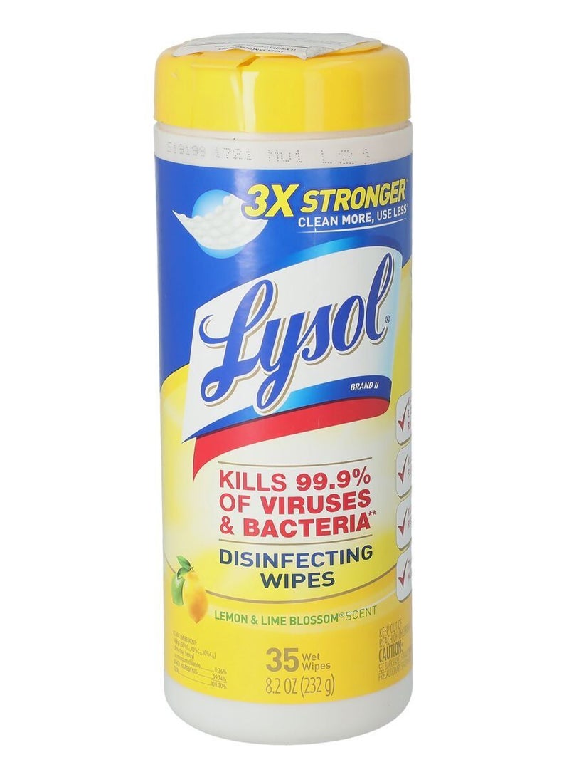 Lysol 35-Piece Lemon And Lime Blossom Scent Disinfectant Wipes 232g