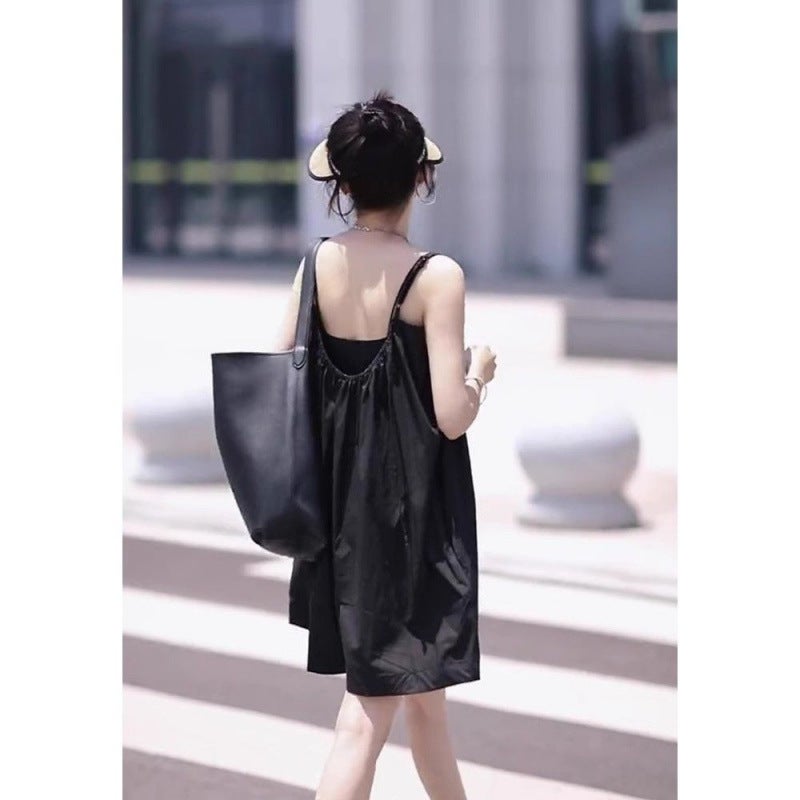 French Style Elegant Black Strap Jumpsuit Women'S 2025 Fashion Loose Casual Slimming Wide Leg Shorts - Image 4