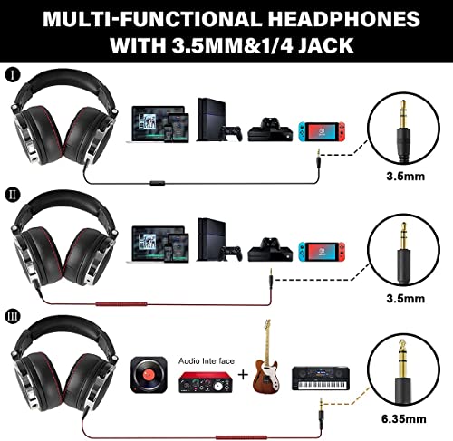 OneOdio Hi-Res Over Ear Headphones for Studio Monitoring and Mixing, Sound Isolation, Protein Leather Earcups, 50mm Driver Unit, Wired Headphones for AMP Guitar Keyboard (Pro-50 Black) - Image 3