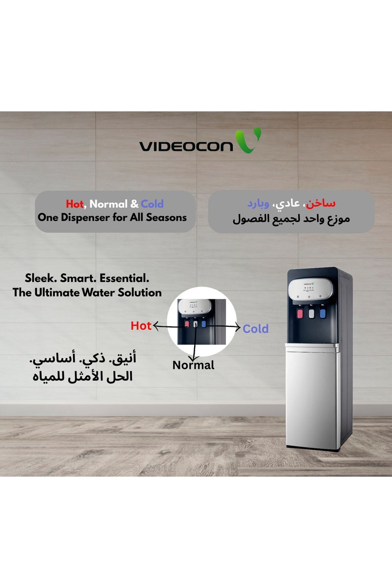 VIDEOCON Videocon Bottom Loading Water Dispenser | Hot, Normal & Cold Water | Water Level Sensor | Compressor Cooling | Child Safety Lock | Stainless Steel Tank - VWDBLS01 - Image 3