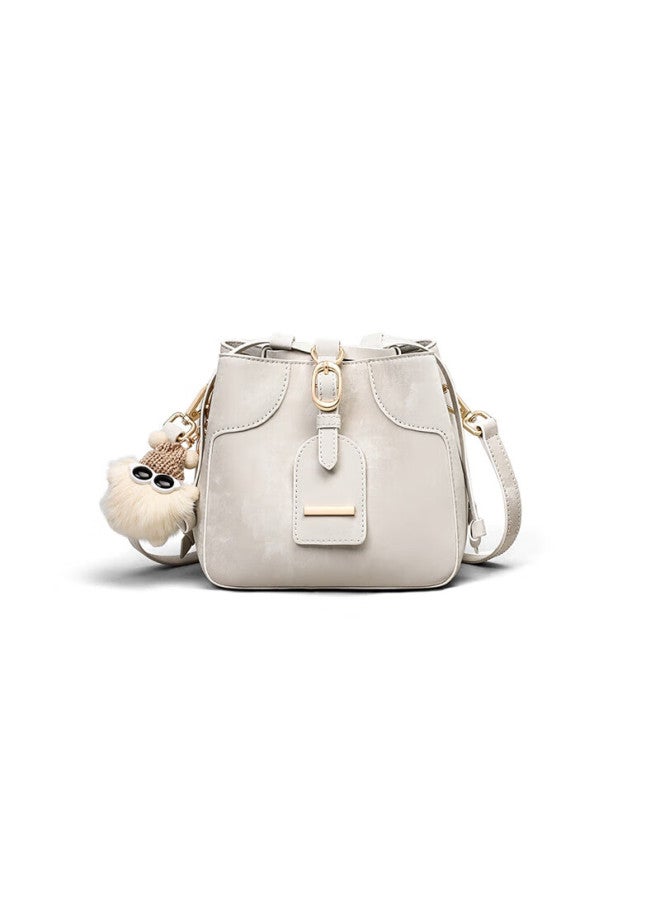 Viney Cowhide Handbag Women's Fashion Crossbody Bucket Bag Lightweight Single Shoulder Bag Birthday Gift High-end Feeling For Girlfriend Wife - Image 3