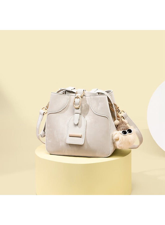 Viney Cowhide Handbag Women's Fashion Crossbody Bucket Bag Lightweight Single Shoulder Bag Birthday Gift High-end Feeling For Girlfriend Wife - Image 1