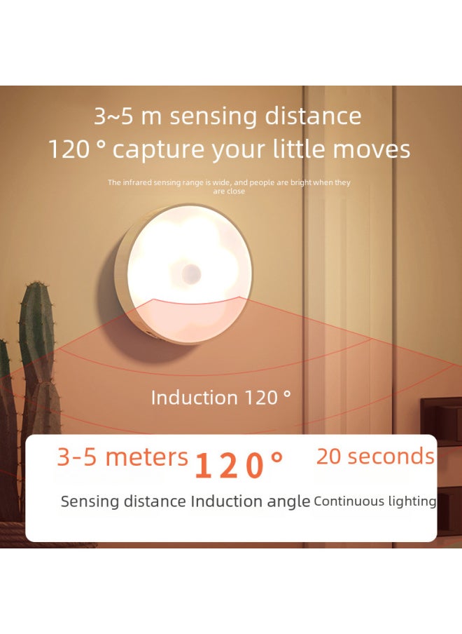 Generic Wireless Intelligent Human Body Induction Lamp Night Home Aisle Cabinet Bedroom Sleep Charging LED Bedside Night Light-Light Source Power:0.6W 600 MA-Light Color:C1599  White Light  - Image 3