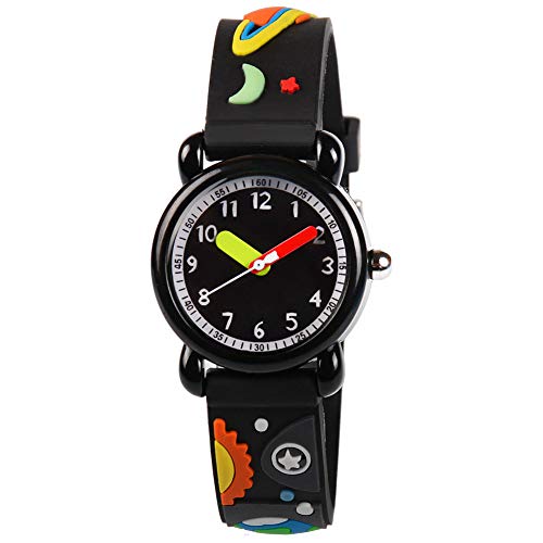 Venhoo Kids Watches Analog 3D Cute Cartoon Waterproof Silicone Children Toddler Wrist Watches Time Teacher for Boys Little Child-Universe - Image 1