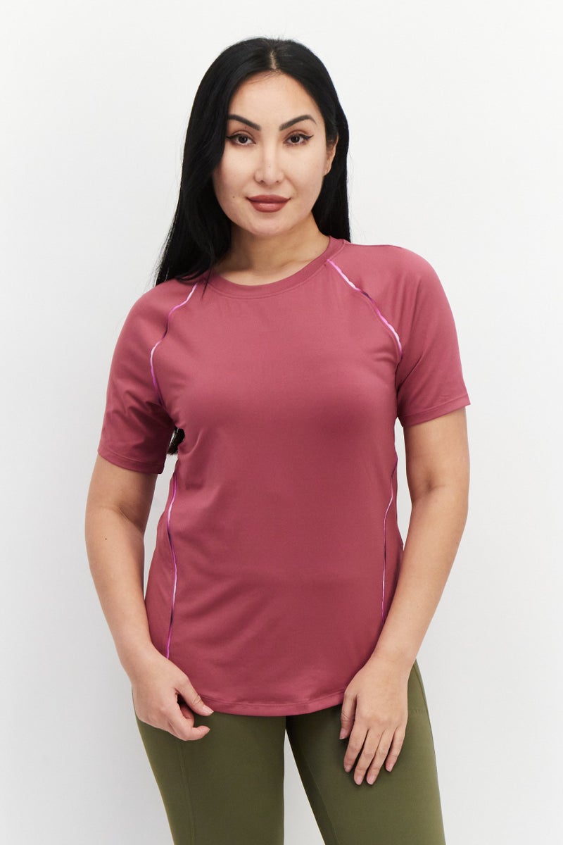 UNDER ARMOUR تي شيرت رياضي نسائي للياقة البدنية، بنفسجي - Image 1