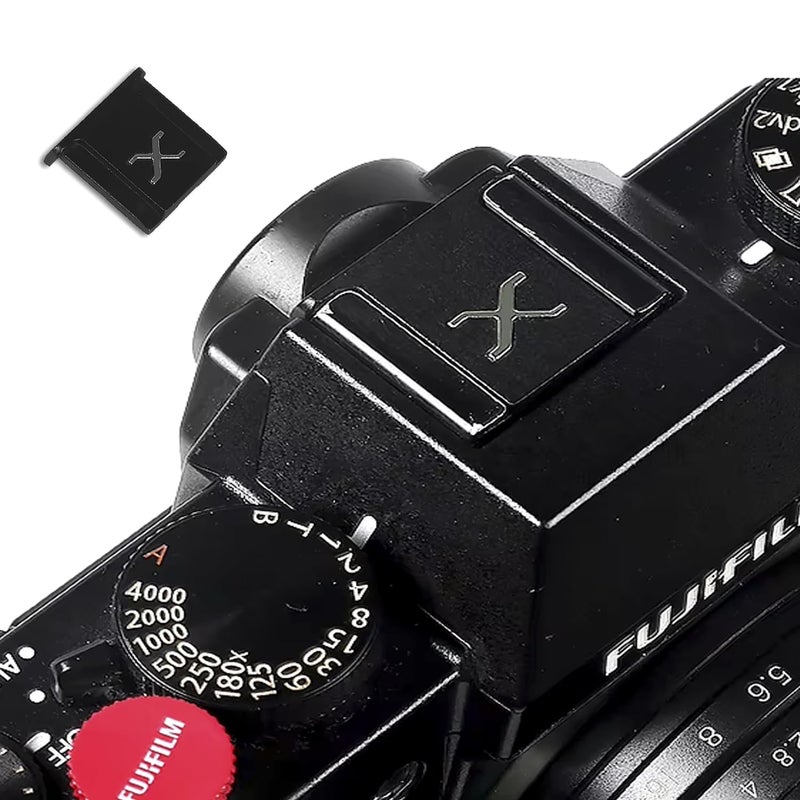 KingMa X Hot Shoe Cover Metal Protective case for Camera Dust Flash Level Protection Cover Camera Styling Accessories Compatible with Fujifilm Fuji Cameras in 6 diffrent Style (Gold Chrome on Black) - Image 1
