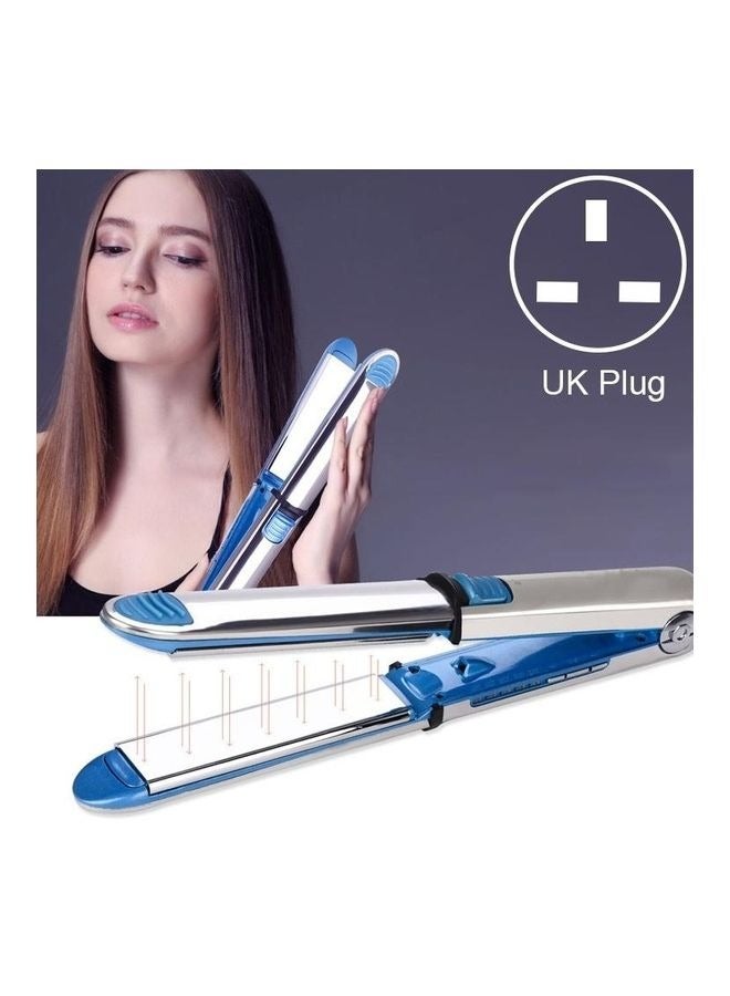 NIBEMINENT Titanium Hair Straighter Curler Iron Blue/Silver - Image 2