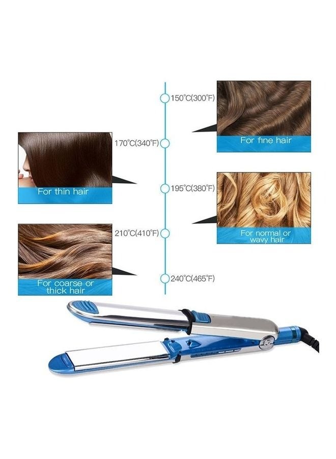 NIBEMINENT Titanium Hair Straighter Curler Iron Blue/Silver - Image 4