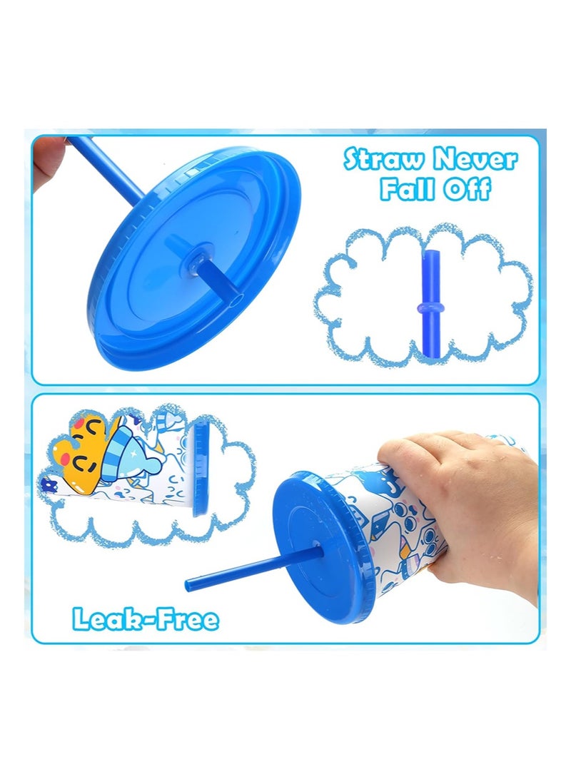 إزدنك أكواب متغيرة اللون، عبوة من 3 أكواب بلاستيكية سعة 24 أونصة مع أغطية وقش، كوب قهوة مثلج قابل لإعادة الاستخدام للنساء والبالغين وحفلات الأطفال، كوب لطيف للمشروبات المثلجة - Image 4