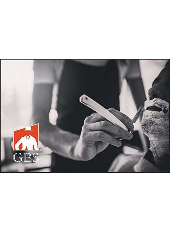 GBS FGP GBS Classic Straight Edge Razor Barber Shavette + Brush and Razor Stand - Ivory Horn Handle - Gold Accents + 10 Blades Men's Manual Shaver Excellent Locking Safety Mechanism - Image 4