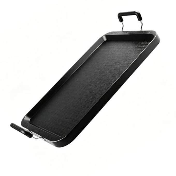CukAid Non-Stick Aluminum Stove Top Flat Griddle, Warp-Resistant Double Burner Griddle Pan for Glass and Gas Stove, Great for Breakfast and Camping Indoor or Outdoor Size 17" x 10.5" - Image 1