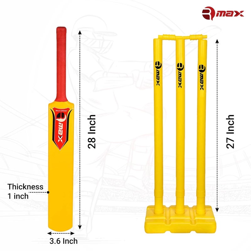 RMAX Plastic Cricket kit for Tennis, Rubber & Wind Ball All Age Groups and Sizes (1 Cricket Bat, 3 Wickets, 1 Base, 2 Bails, 1 Wind Ball, 1 Kit Bag) (Size 4 for Age Group 9-11 Years) - Image 5