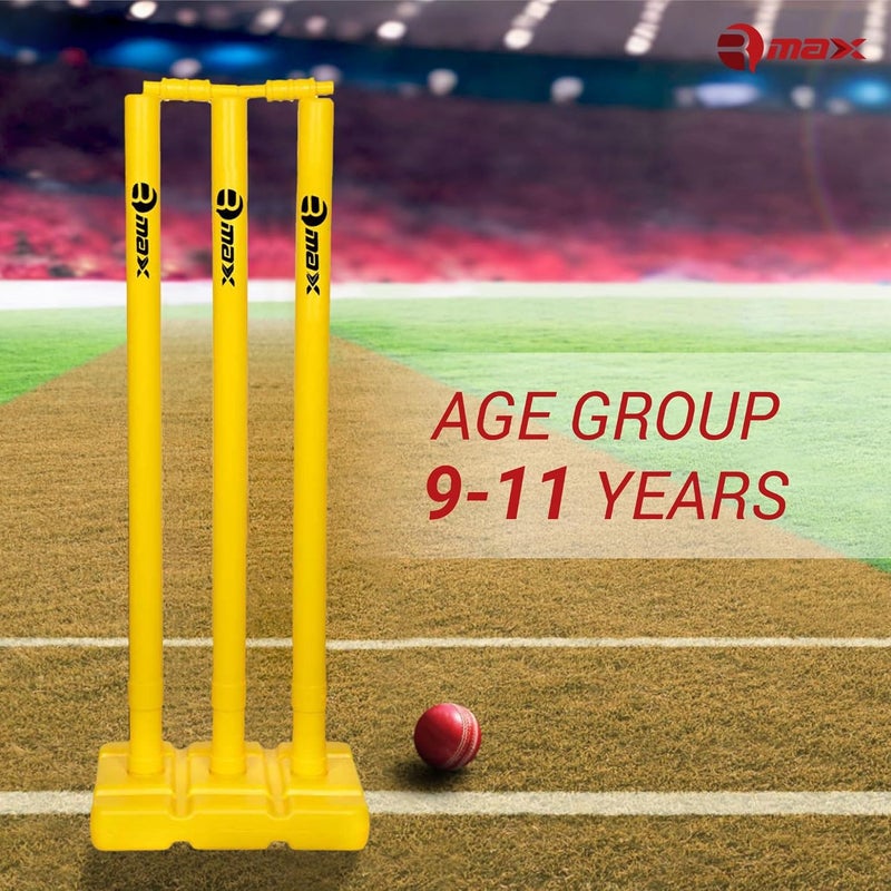 RMAX Plastic Cricket kit for Tennis, Rubber & Wind Ball All Age Groups and Sizes (1 Cricket Bat, 3 Wickets, 1 Base, 2 Bails, 1 Wind Ball, 1 Kit Bag) (Size 4 for Age Group 9-11 Years) - Image 3