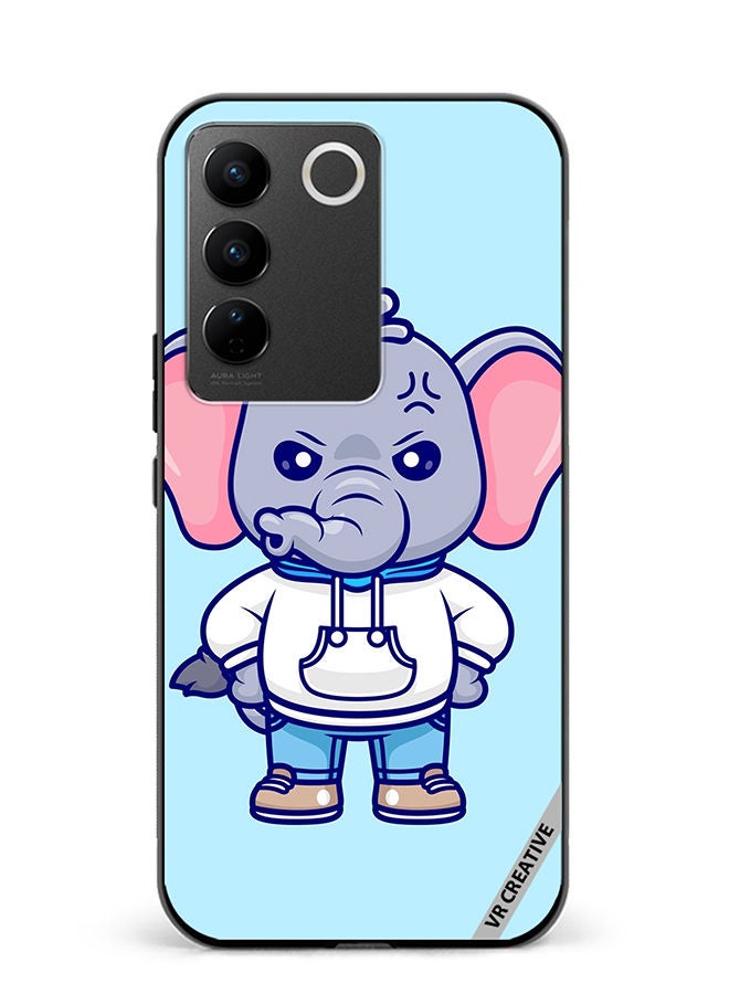 VR CREATIVE Protective Case Cover For Vivo V27 Pro Cute Angry Elephant Wearing Hoodie Design Multicolour - Image 1