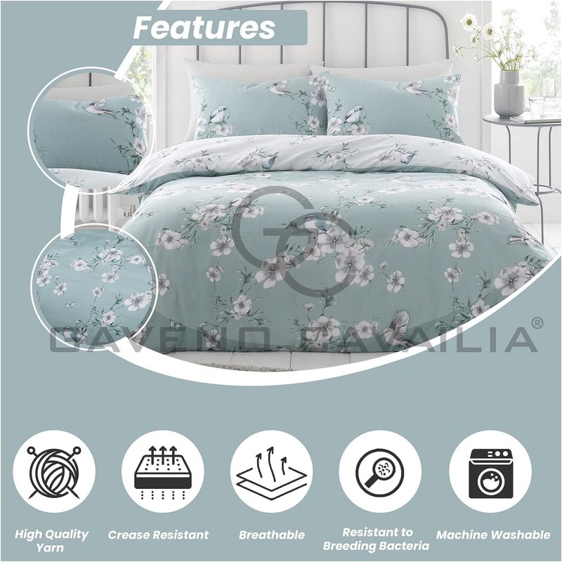 GC GAVENO CAVAILIA أطقم فراش مزدوجة قابلة للعكس بطباعة زهرية بولي قطن - Image 4