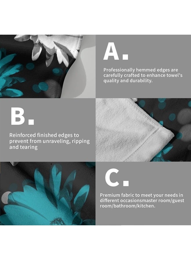 Giwawa Teal Daisy Hand Towels Turquoise Floral Decorative Kitchen Dish Towels Set of 2 Soft Absorbent Face Towel Towels for Gym Yoga Bathroom - Image 5