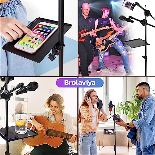 BROLAVIYA Microphone Stand Shelf Adjustable Metal Tray Holder, Compatible with Most Microphone Stands and Music Tripod Stands, Size 7.9” X 5.7” inch - Image 2